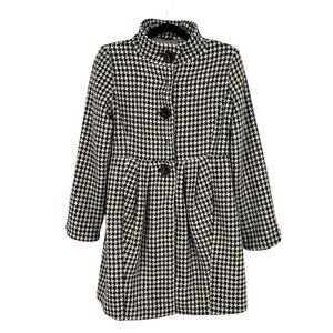 bitten by Sarah Jessica Parker Houndstooth Coat Black White Size Medium